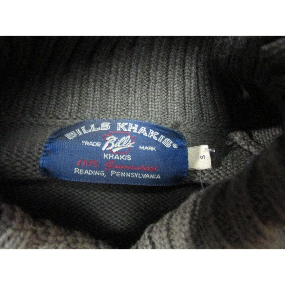 Bills Khakis Sweater Mens Small Olive Green Shawl Collar Button Heavyweight New